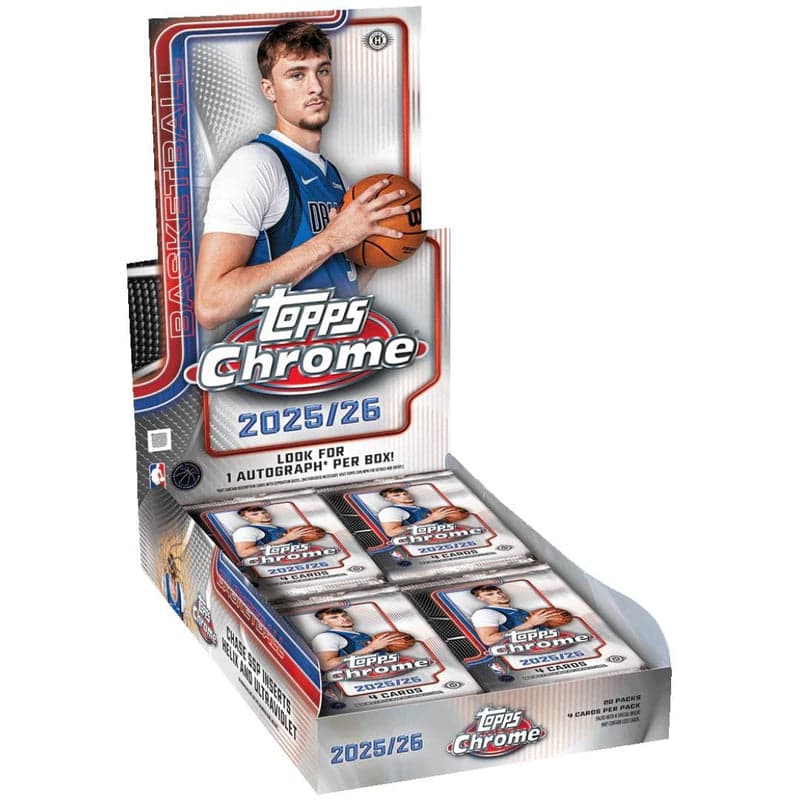 2025-26 Topps Chrome Basketball Hobby Box, 20 packs of 4 cards