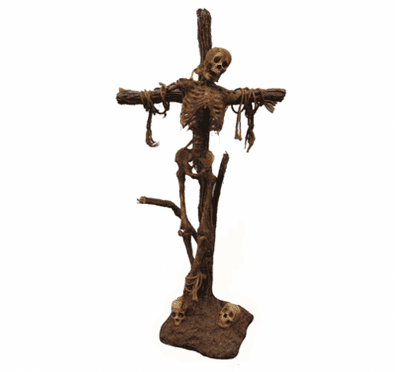 Skeleton on a Cross Halloween display